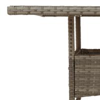 Tuintafel met glazen blad 80x80x75 cm poly rattan grijs - thumbnail