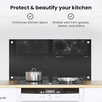 VidaXL Keuken achterwand zwart 80 x 40 cm gehard glas