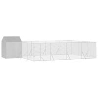 Hondenkennel met dak 10x6x2,5 m gegalvaniseerd staal zilver - thumbnail