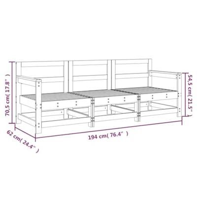 3-delige Loungeset massief grenenhout grijs