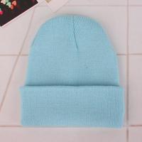 Eenvoudige effen kleur warme Pullover gebreide Cap voor mannen/vrouwen (licht blauw) - thumbnail