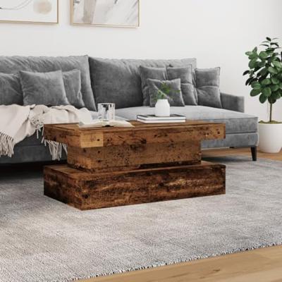 Salontafel met LED-verlichting 90x50x40 cm oud houtkleurig