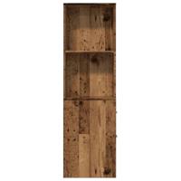 Badkamerkast smal met wielen bewerkt hout oud houtkleurig - thumbnail