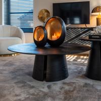 Richmond Ronde Salontafel 'Blax' Ø110cm, Eikenhout, kleur zwart - thumbnail