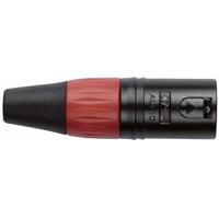 DAP XLR plug 3p male zwart met rode tule - thumbnail