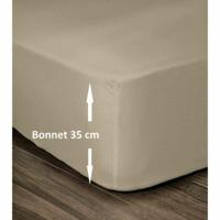 LOVELY HOME Hoeslaken 100% katoen 140x190cm - Muts 35cm - Beige - thumbnail