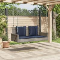 Schommelbank met kussens 119x56x48 cm poly rattan grijs - thumbnail