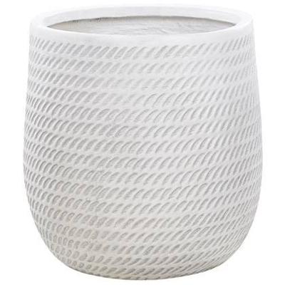 Beliani - LIVADIA - Bloempot - Off-white - Vezelklei Beliani - LIVADIA - Bloempot - Off-white - Vezelklei