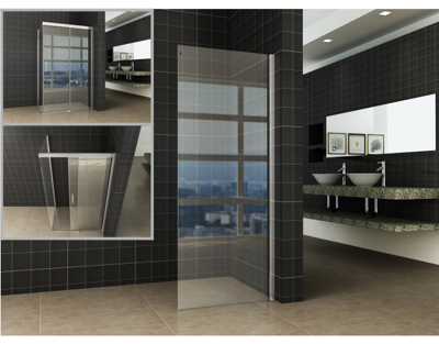 Side zijwand voor Puerta en Slide nisdeur 1200 x 2000 x 8 mm nano helder glas/chroom Side zijwand voor Puerta en Slide nisdeur 1200 x 2000 x 8 mm nano helder glas/chroom