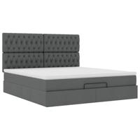Ottoman bed met matras en LED's 180x200cm stof donkergrijs - thumbnail