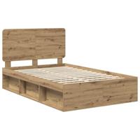 Bedframe Ambachtelijk eiken 135 x 190 cm Massief grenenhout - thumbnail