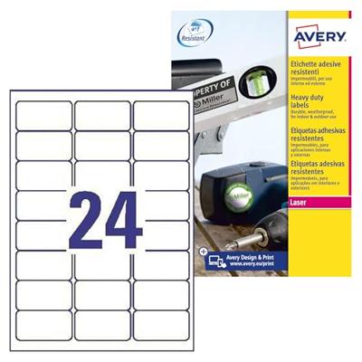 Avery-Zweckform L4773-100 Folie-etiketten 63.5 x 33.9 mm Polyester folie Wit 2400 stuk(s) Permanent hechtend Laser (kleur), Laser (zwart/wit), Kopiëren