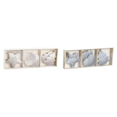 Ophangdecoratie DKD Home Decor Wit Grijs Metaal 7 x 2 x 7 cm (6 Onderdelen) (2 Stuks)
