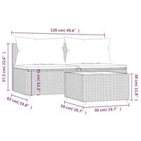 3-delige Loungeset met kussens poly rattan bruin - thumbnail