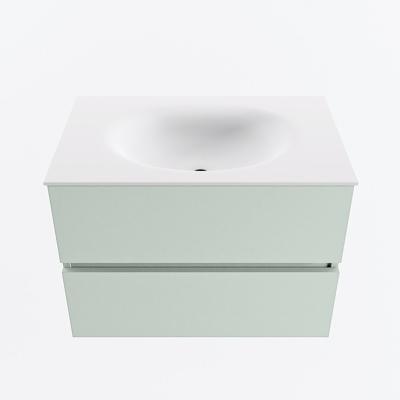 MONDIAZ VICA 70cm badmeubel onderkast Greey 2 lades. Wastafel MOON midden zonder kraangat, kleur Talc.