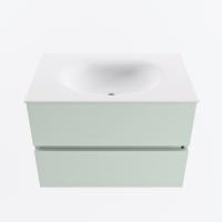 MONDIAZ VICA 70cm badmeubel onderkast Greey 2 lades. Wastafel MOON midden zonder kraangat, kleur Talc. - thumbnail