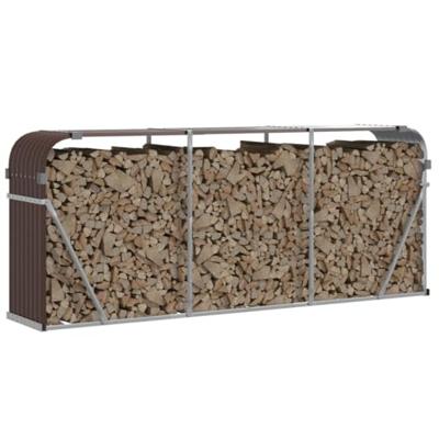 VidaXL Haardhoutopslag 234x45x100 cm gegalvaniseerd staal bruin