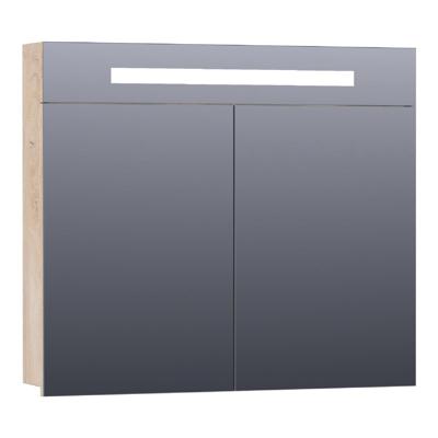 Brauer Promise Spiegelkast - 80 cm - met Directe Verlichting - 2 Enkelzijdige Spiegeldeuren - Forest Wheat