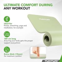 Tunturi NBR Yogamat met Draagtas | Fitness mat Extra dik & zacht | Anti slip | 180x60x1.5cm | Incl Trainingsapp | Mint - thumbnail
