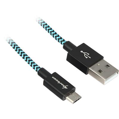 Sharkoon usb 2.0 kabel, usb-a > micro-usb b (zwart/lichtblauw, 0,5 meter)