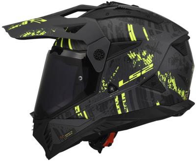 LS2 endurohelm "mx702 pioneer ii crazy" helmet mx702 pioneer ii crazy m. sw/ge gr. xs