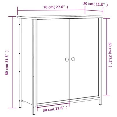 Dressoir 70x30x80 cm bewerkt hout gerookt eikenkleurig