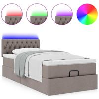 Ottoman bed met matras en LED's 100x200 cm stof taupe - thumbnail