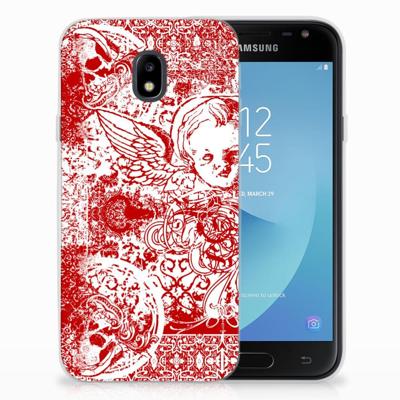 Silicone Back Case Samsung Galaxy J3 2017 Angel Skull Rood