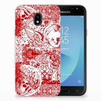 Silicone Back Case Samsung Galaxy J3 2017 Angel Skull Rood - thumbnail