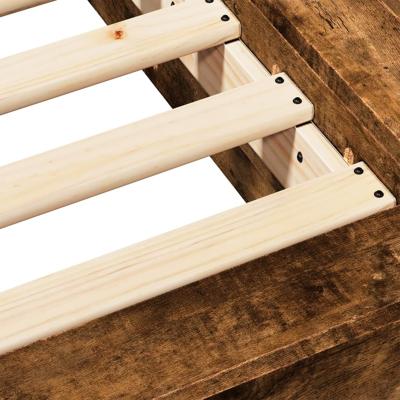 Bedframe bewerkt hout gerookt eikenkleurig 135x190 cm - thumbnail