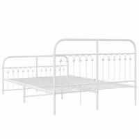 Bedframe met hoofd- en voeteneinde metaal wit 140x200 cm - thumbnail
