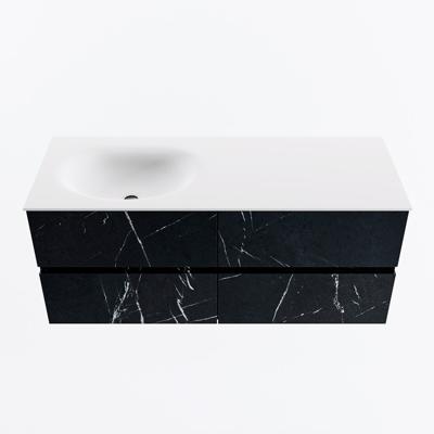 MONDIAZ VICA 120cm badmeubel onderkast Marquina 4 lades. Wastafel MOON links zonder kraangat, kleur Talc.