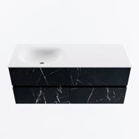 MONDIAZ VICA 120cm badmeubel onderkast Marquina 4 lades. Wastafel MOON links zonder kraangat, kleur Talc. - thumbnail