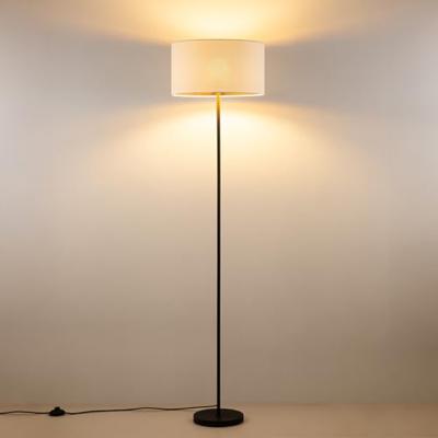 Scandinavische stijl Vloerlamp - Corduroy Lampenkap - Cilinder - Wit - ø40 x 165 cm - E27 Fitting - Geschikt voor Woonkamers en slaapkamers - met Voetschakelaar