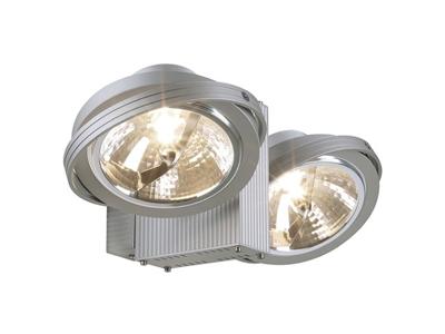 LED Opbouwspot zilver dubbel G53 AR111 draaibaar kantelbaar