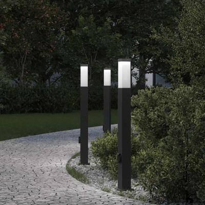 Bolderverlichting met stopcontact 3 stuks 80 cm Zwart IP44