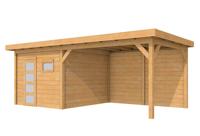 Woodvision Raaf Topvision tuinhuis 303x303 cm + overkapping 400 cm Douglas blank- Plat dak- Onbehandeld lariks Douglas hout- Woodvision - thumbnail