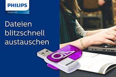 Philips FM64FD05D USB flash drive 64 GB USB Type-A 2.0 Paars, Wit Philips FM64FD05D USB flash drive 64 GB USB Type-A 2.0 Paars, Wit