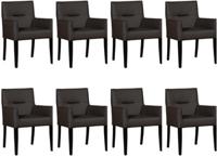 Set van 8 Donkerbruine leren landelijke eetkamerstoelen Look - Hermes Leer Caffe (donkerbruin leer) - thumbnail