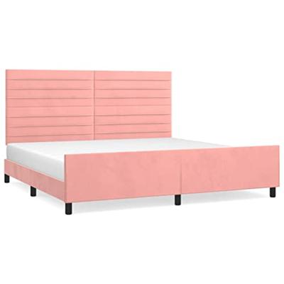 Bedframe met hoofdeinde fluweel roze 200x200 cm