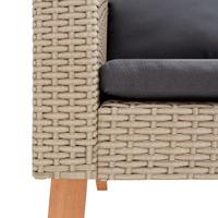 Tuinbank eenzits met kussens poly rattan beige - thumbnail