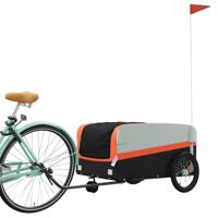 Fietstrailer 45 kg ijzer zwart en oranje - thumbnail