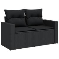 11-delige Loungeset met kussens poly rattan zwart - thumbnail