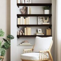 Wandschap behandeld massief eikenhout donkerbruin - thumbnail