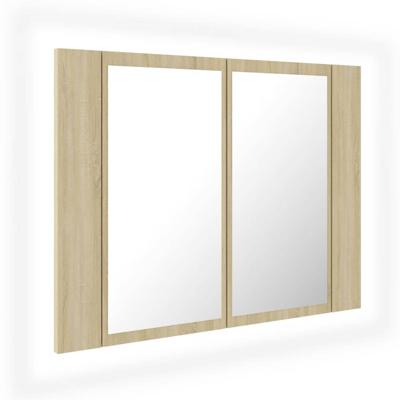 VidaXL Badkamerkast met spiegel led 60x12x45 acryl sonoma eikenkleurig