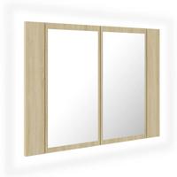 VidaXL Badkamerkast met spiegel led 60x12x45 acryl sonoma eikenkleurig - thumbnail