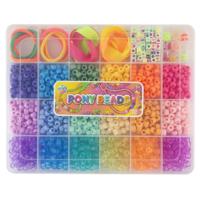 Creative Craft Group Pony beads & accessoires in opbergdoos, 18 kleuren - thumbnail