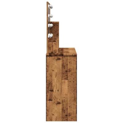 Kaptafel met LED-verlichting 86,5x35x136 cm oud houtkleurig Kaptafel met LED-verlichting 86,5x35x136 cm oud houtkleurig
