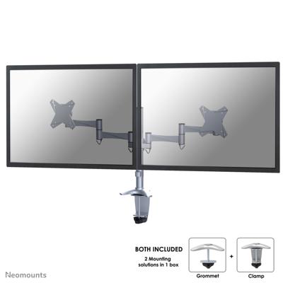 Neomounts FPMA-D1330DSILVER Monitor-tafelbeugel 2-voudig 25,4 cm (10) - 68,6 cm (27) Zilver In hoogte verstelbaar, Kantelbaar, Zwenkbaar, Roteerbaar Neomounts FPMA-D1330DSILVER Monitor-tafelbeugel 2-voudig 25,4 cm (10) - 68,6 cm (27) Zilver In hoogte verstelbaar, Kantelbaar, Zwenkbaar, Roteerbaar