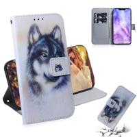 Witte Wolf patroon gekleurde tekening horizontale Flip lederen case voor Huawei Nova 3 met houder & card slots & portemonnee - thumbnail